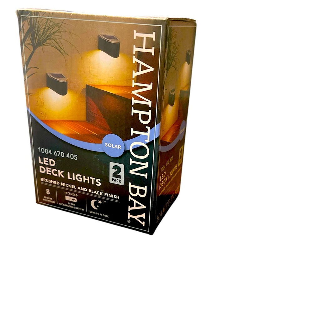 2 PACK HAMPTON BAY LED SOLAR DECK LIGHTS